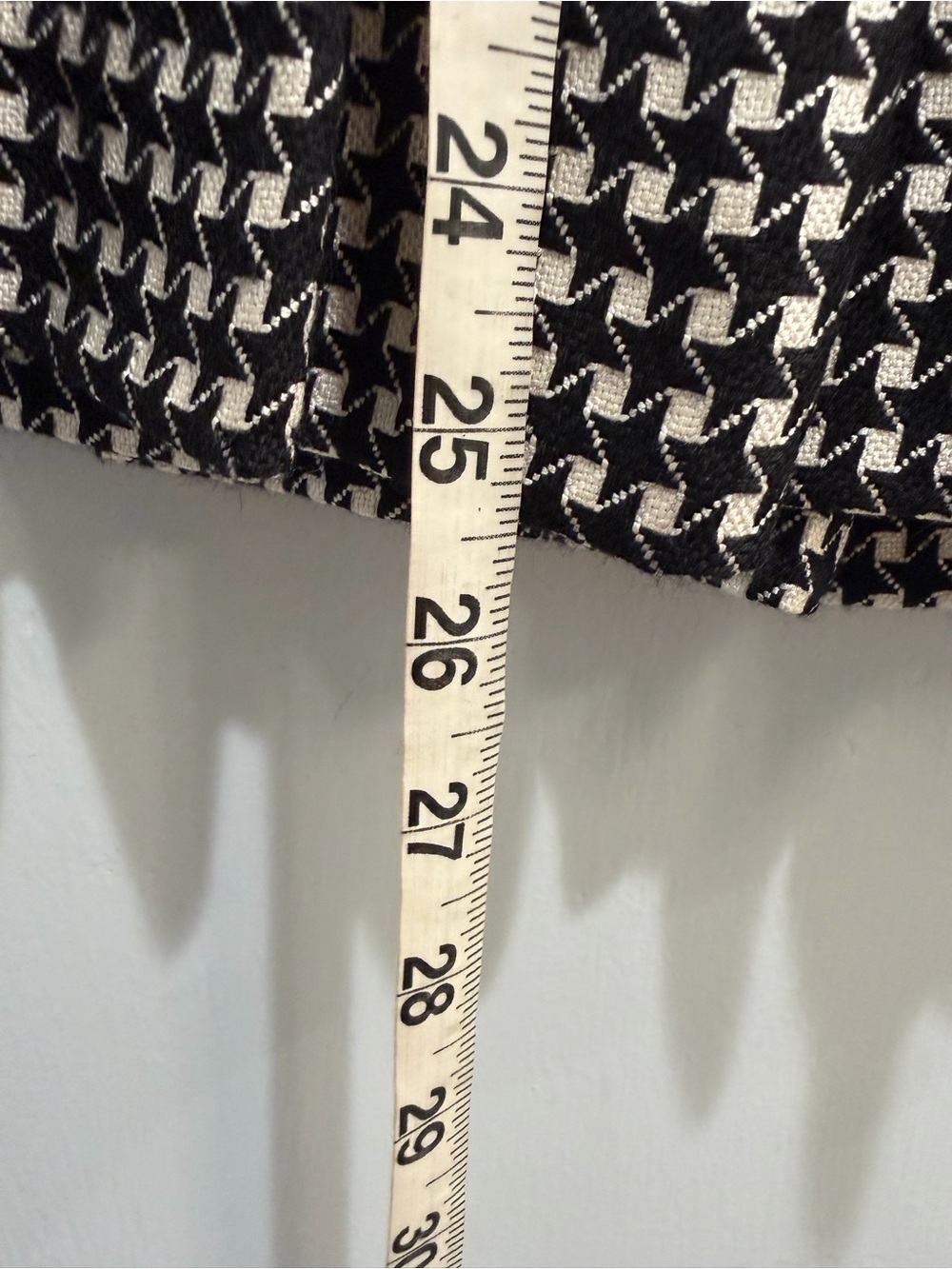 Vintage 70s Houndstooth Pleated Wool Midi Skirt Black White Handmade Lined Sz S - Picture 12 of 13